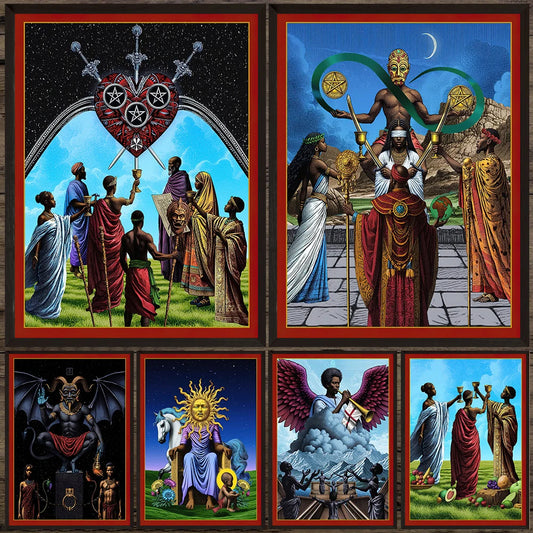 Mysterious Divination Tarot Cards Abstract Wall Art Canvas Painting,Destiny Tarot Art Poster And Print Home Decoration Unframed