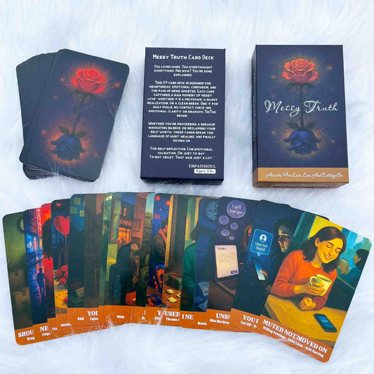 Messy Truth Card 54 Deck, 13x8 Cm Tarot Divination Game for Ages 14+, Discover Your Path to Overcoming Challenges Card Games