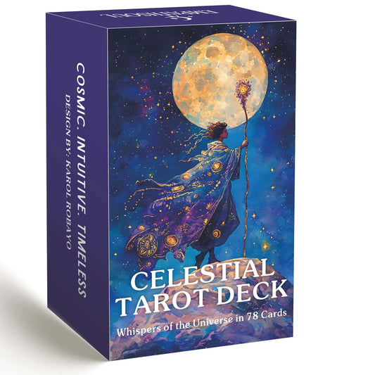 Classic Celestial Tarot Card Deck, 78 Cards, 13x8 Cm, Intuition & Spiritual Guidance, Ideal for Beginners, Includes Paper Manual